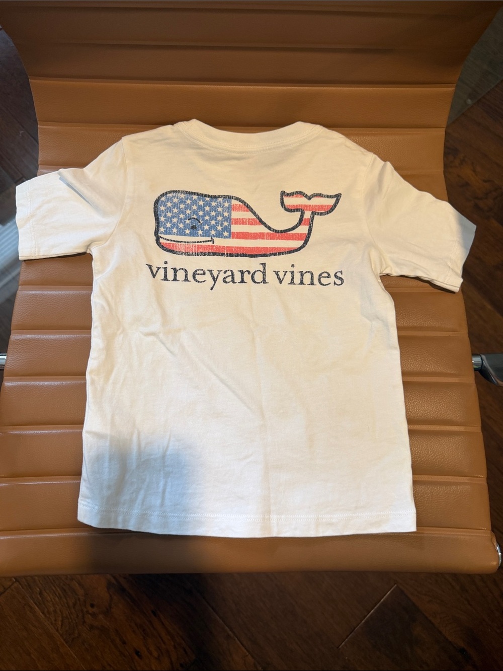 Vineyard Vines White Pocket Tee with Flag Whale Patch - Picture 2 of 3
